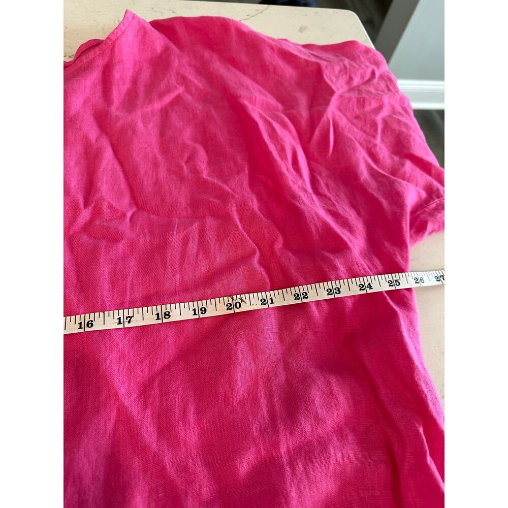 Piazza Del Tempio 100% Linen Top Tunic Dress Small Hot Pink Ruffle Sleeve Boho - Picture 10 of 11